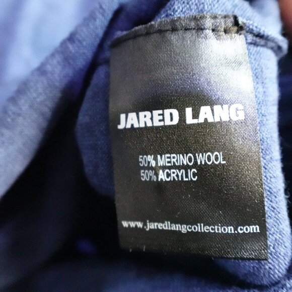 Jared Lang Sweater 2XL Blue Merino Wool Blend Thin Knit NEW - Picture 3 of 6
